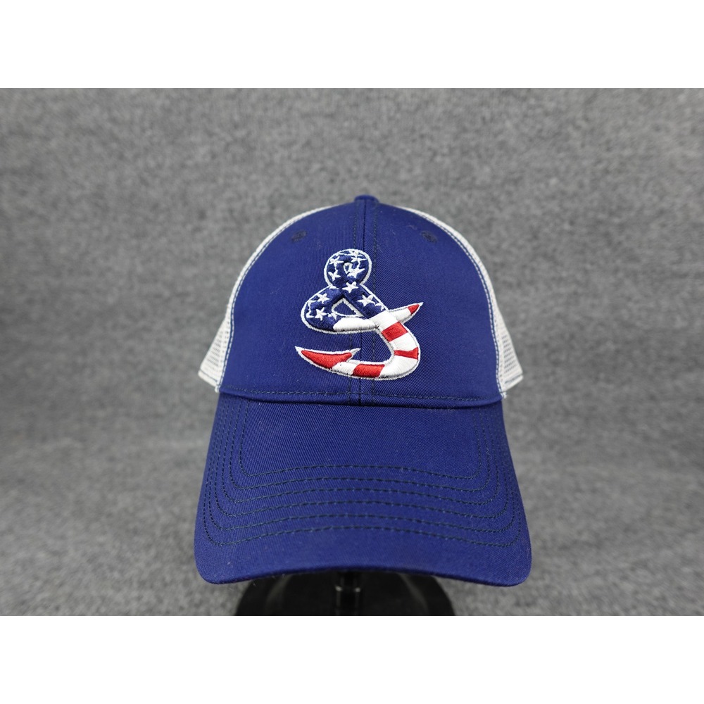 Hook & Tackle Trucker Hat Mens OSFM Blue Good Patriotic Anchor Snapback Mesh Cap